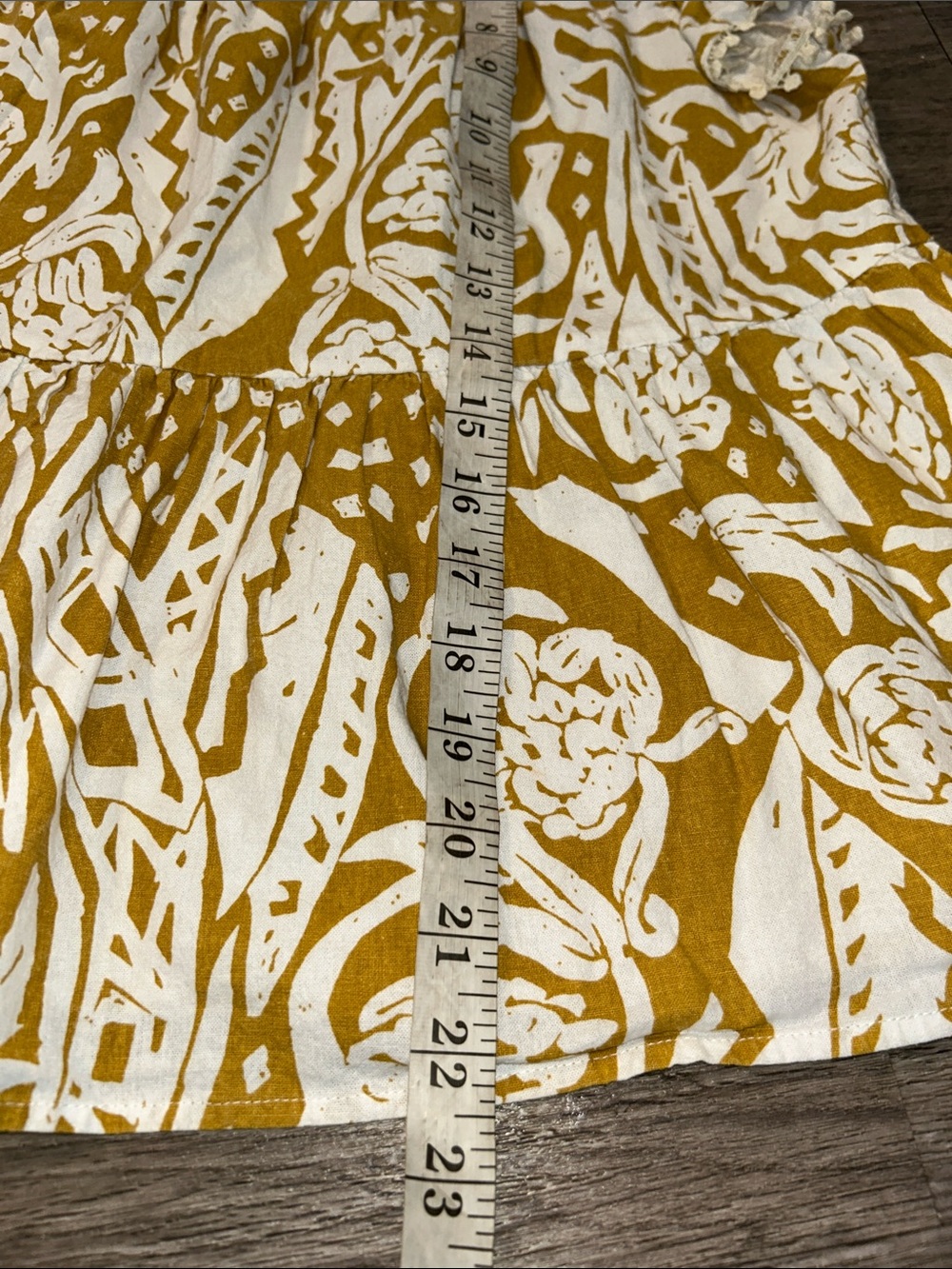 THML Embroidered Floral Boho Babydoll Top Mustard Cotton Small - Picture 8 of 8